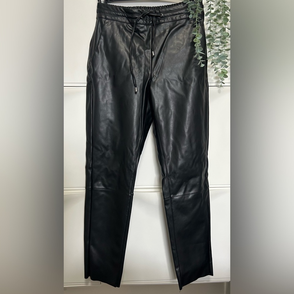KAFFE Faux Black Leather Joggers